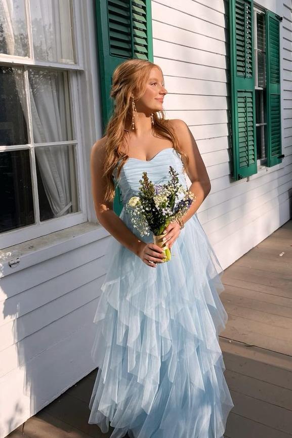 Charming Short Sleeves Ruffes Blue Long Plus Size Prom Dress main image 1