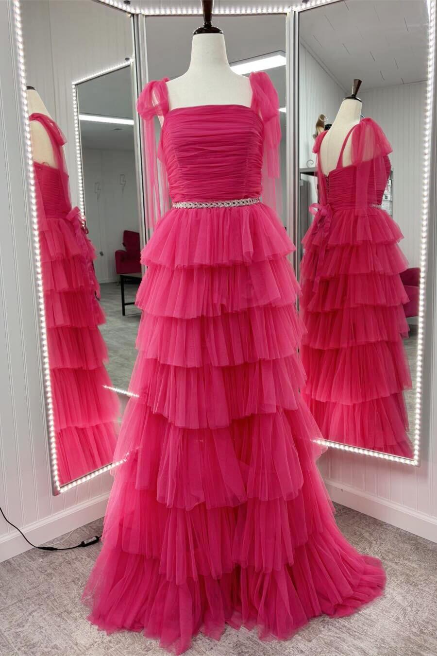 T2Love Fuschia Ruffle Sleeve Tiered Dress main image 1