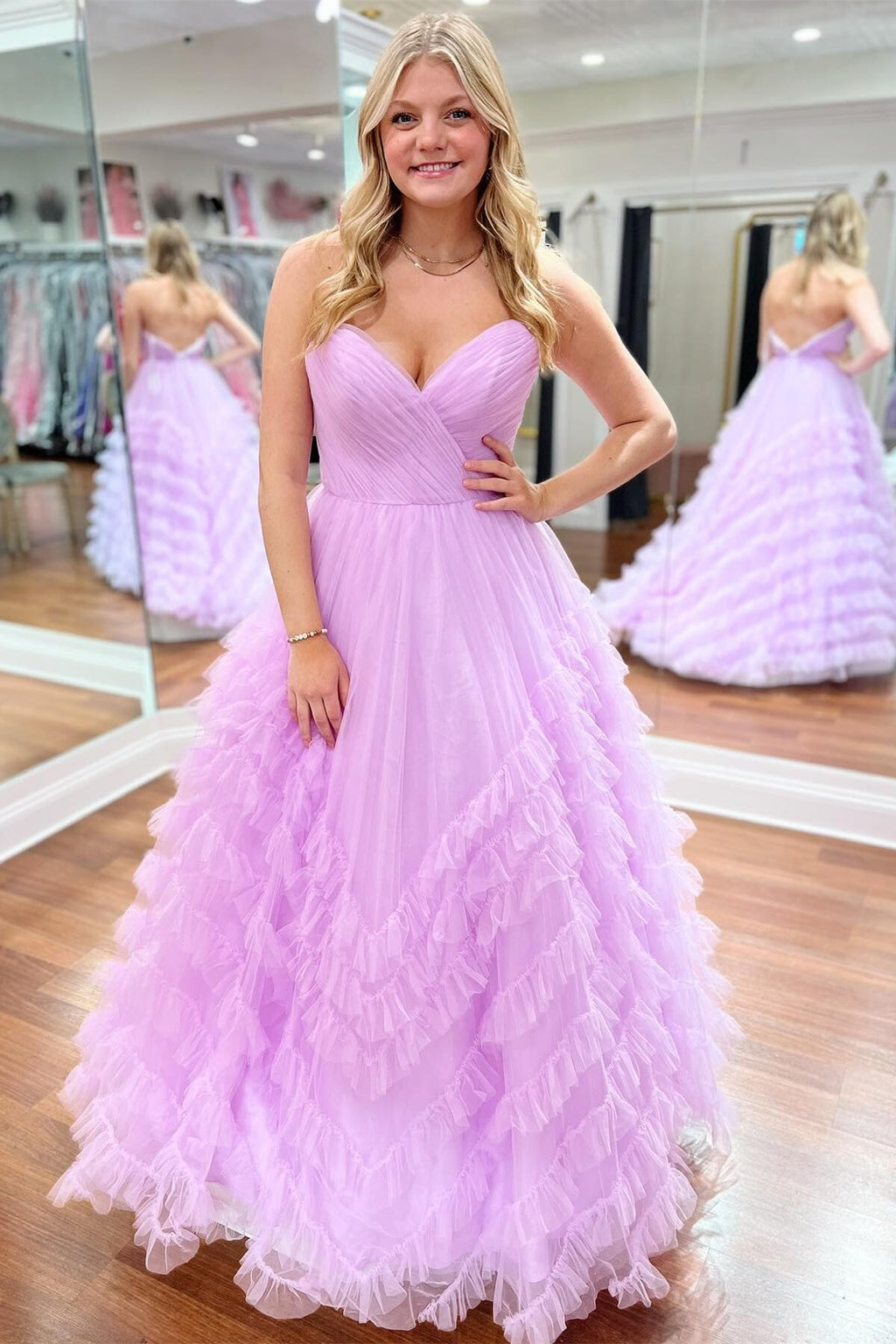 Mayoral Lilac Spotted Tulle Dress Set With Ruffles