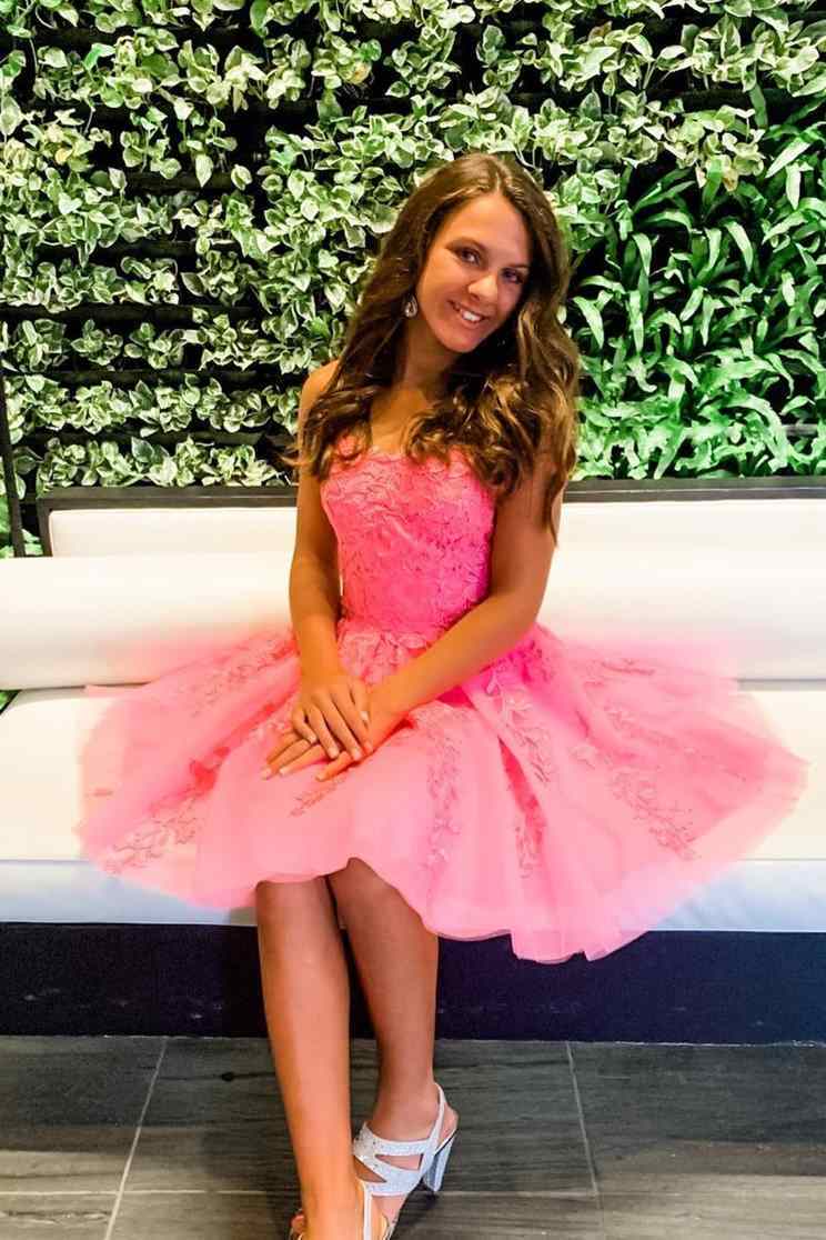 Light Purple Lace Appliques Short A-line Homecoming Dress