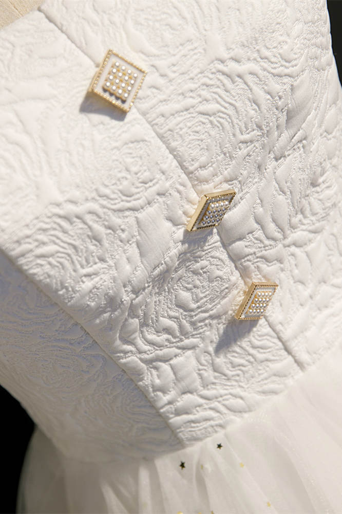 Short Sleeves White A-line Party Dress