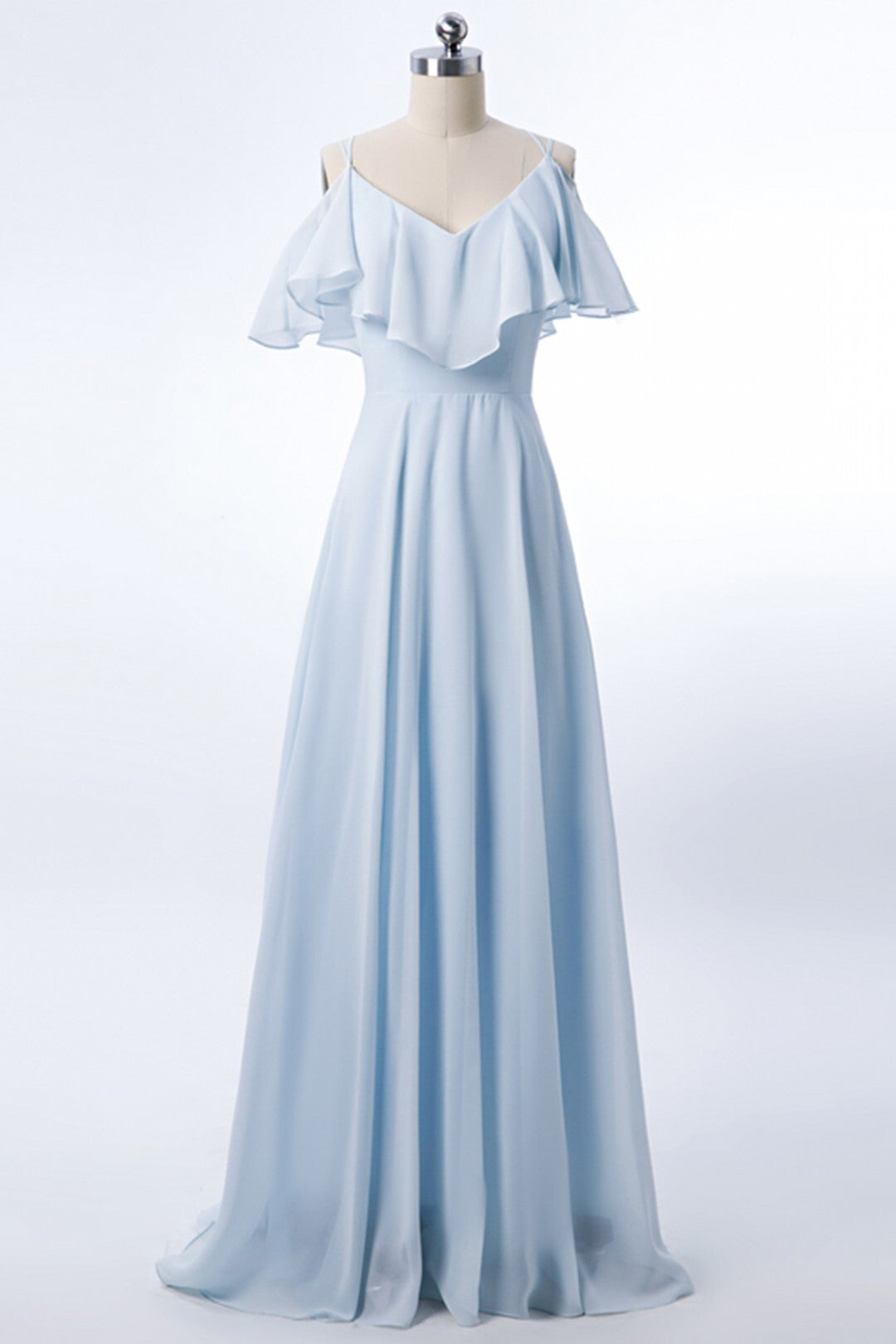 Light Blue Chiffon Long Bridesmaid Dress