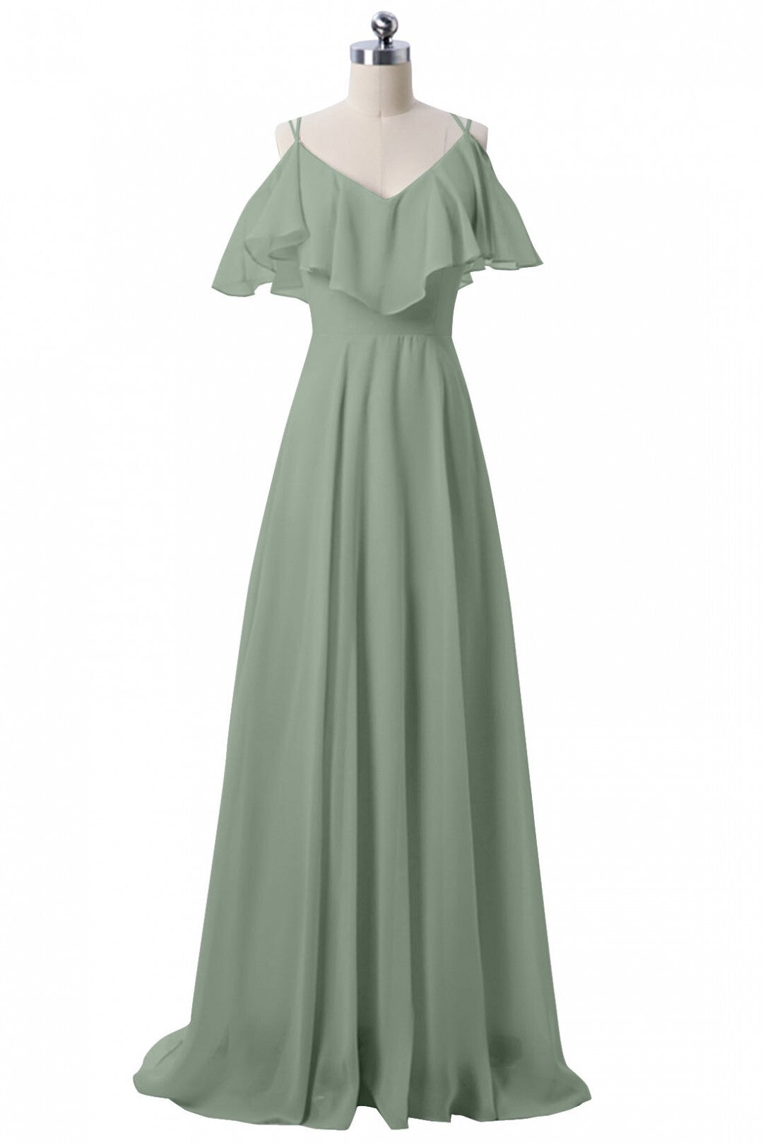 Light Blue Chiffon Long Bridesmaid Dress