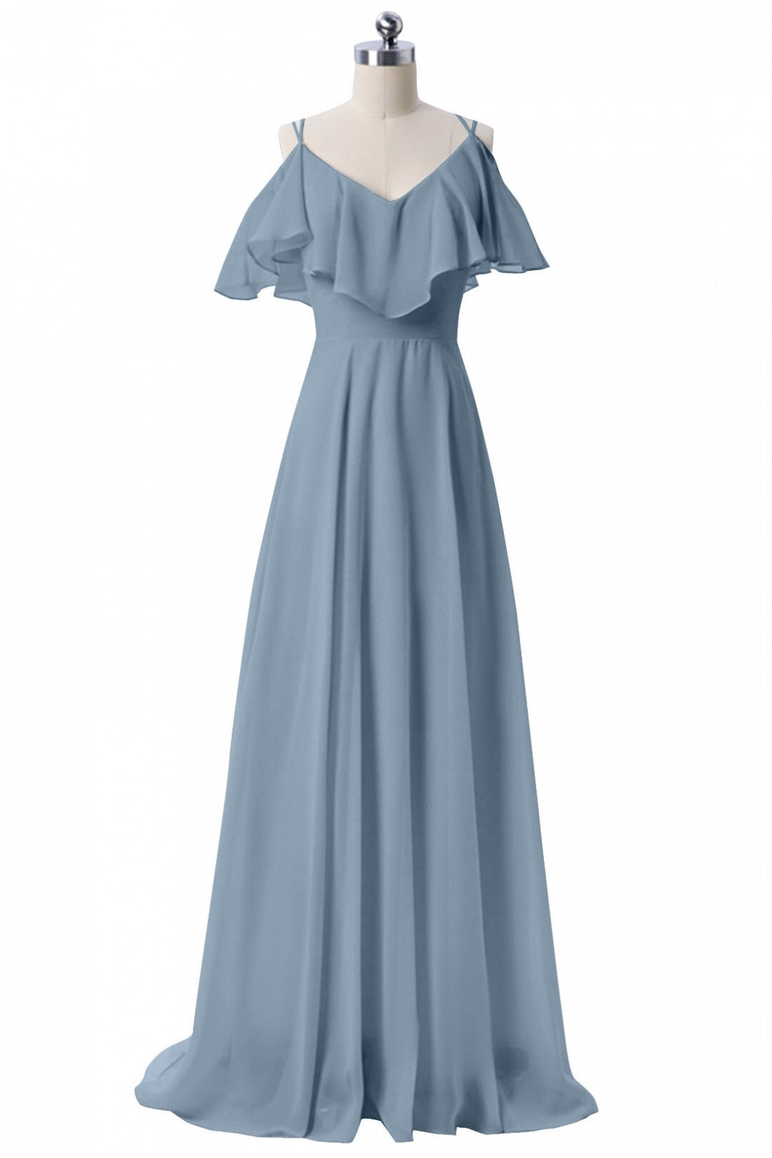 Light Blue Chiffon Long Bridesmaid Dress