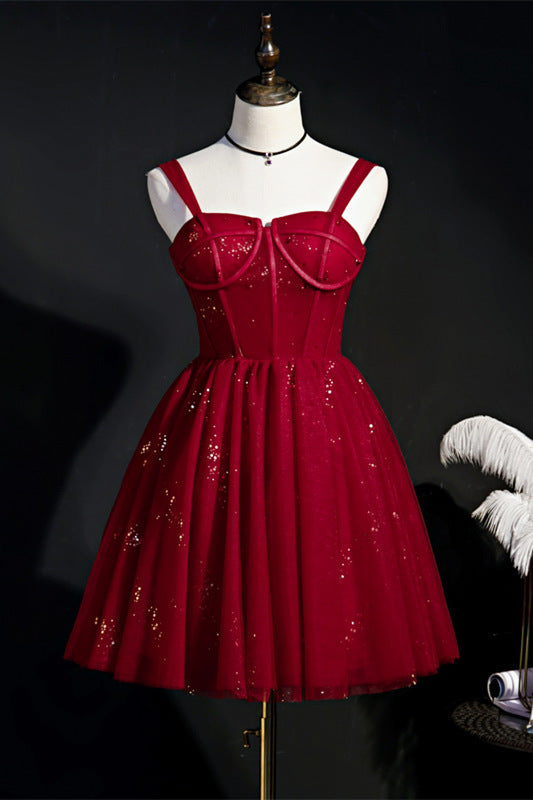 A-line Short Red Homecoming Dress