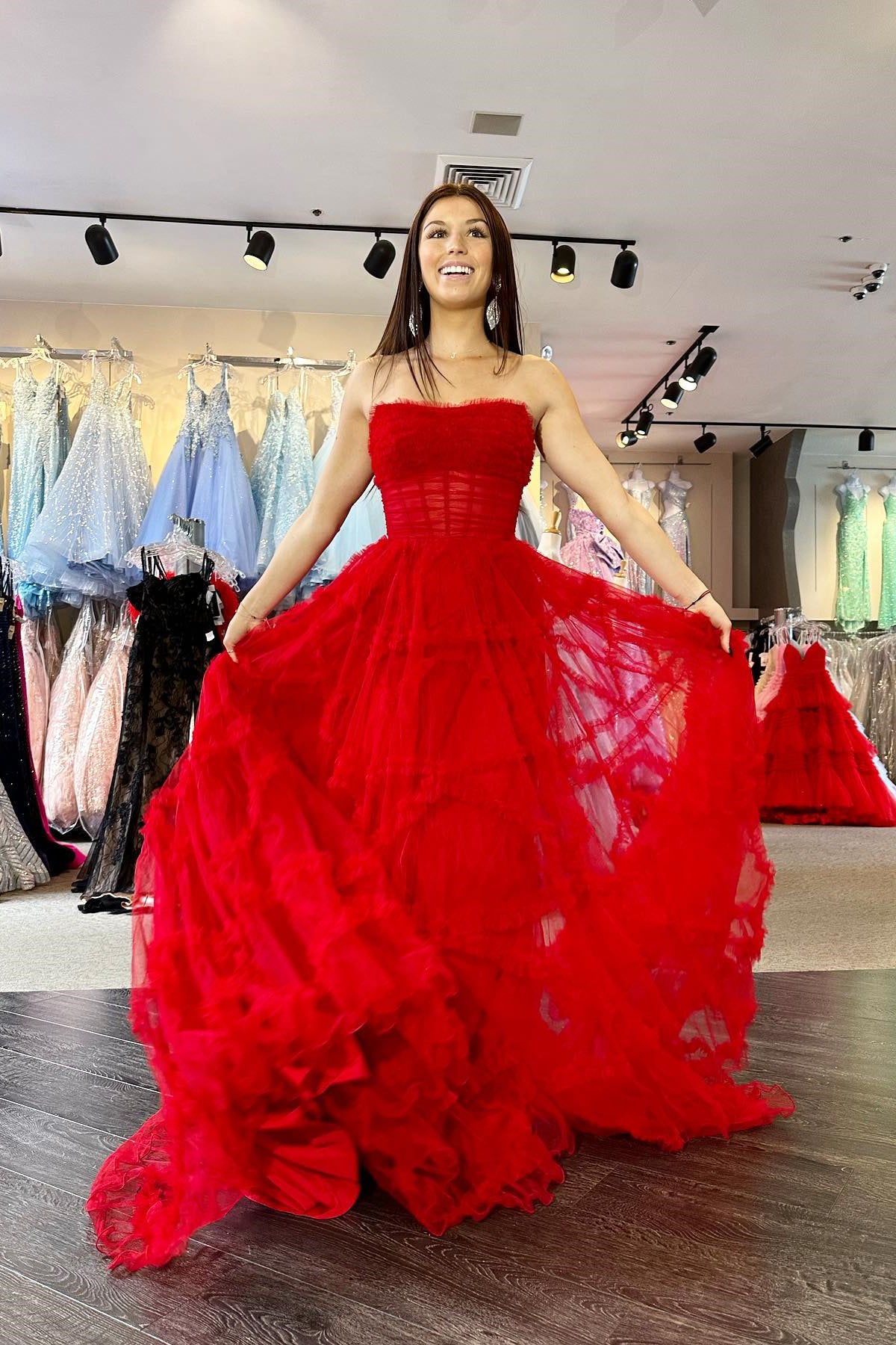 Princess Off the Shoulder Red Long Prom Dress