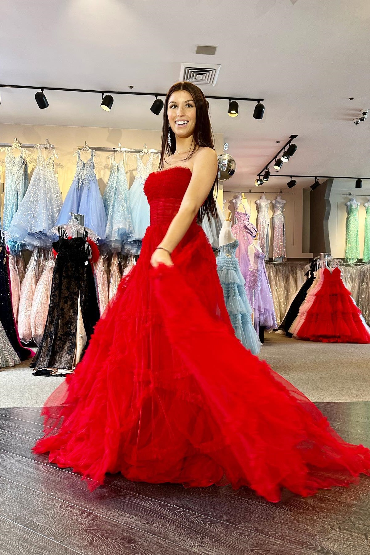 Princess Off the Shoulder Red Long Prom Dress