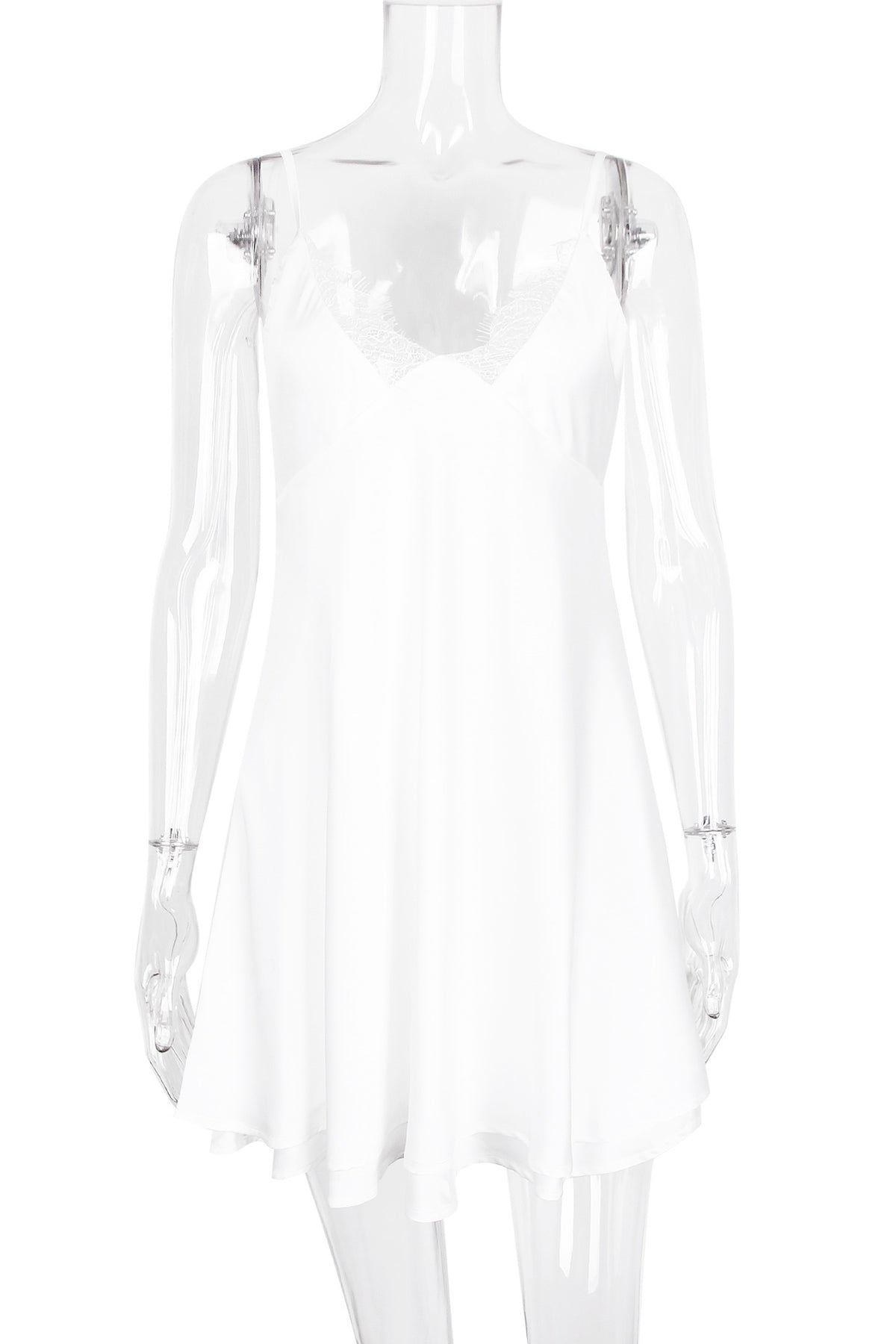 White V-neck Spaghetti Strap Mini Dress