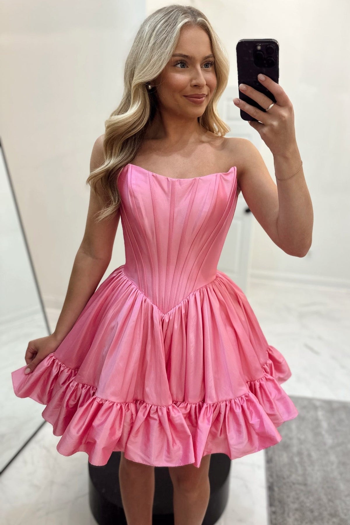 Strapless Pink A-line Short Princess Dress