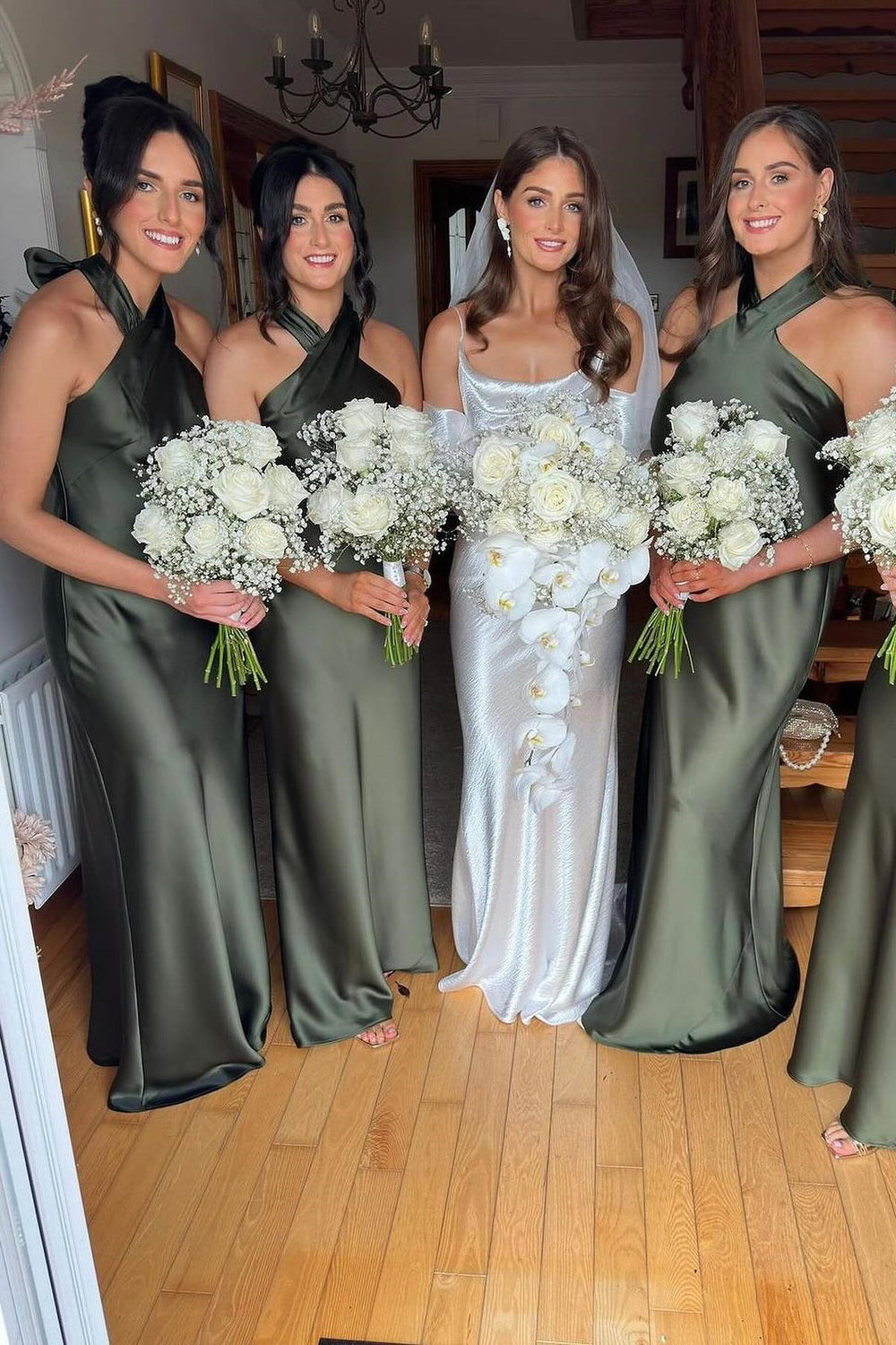 Halter Maxi Chiffon Dress For BRIDESMAIDS Moss