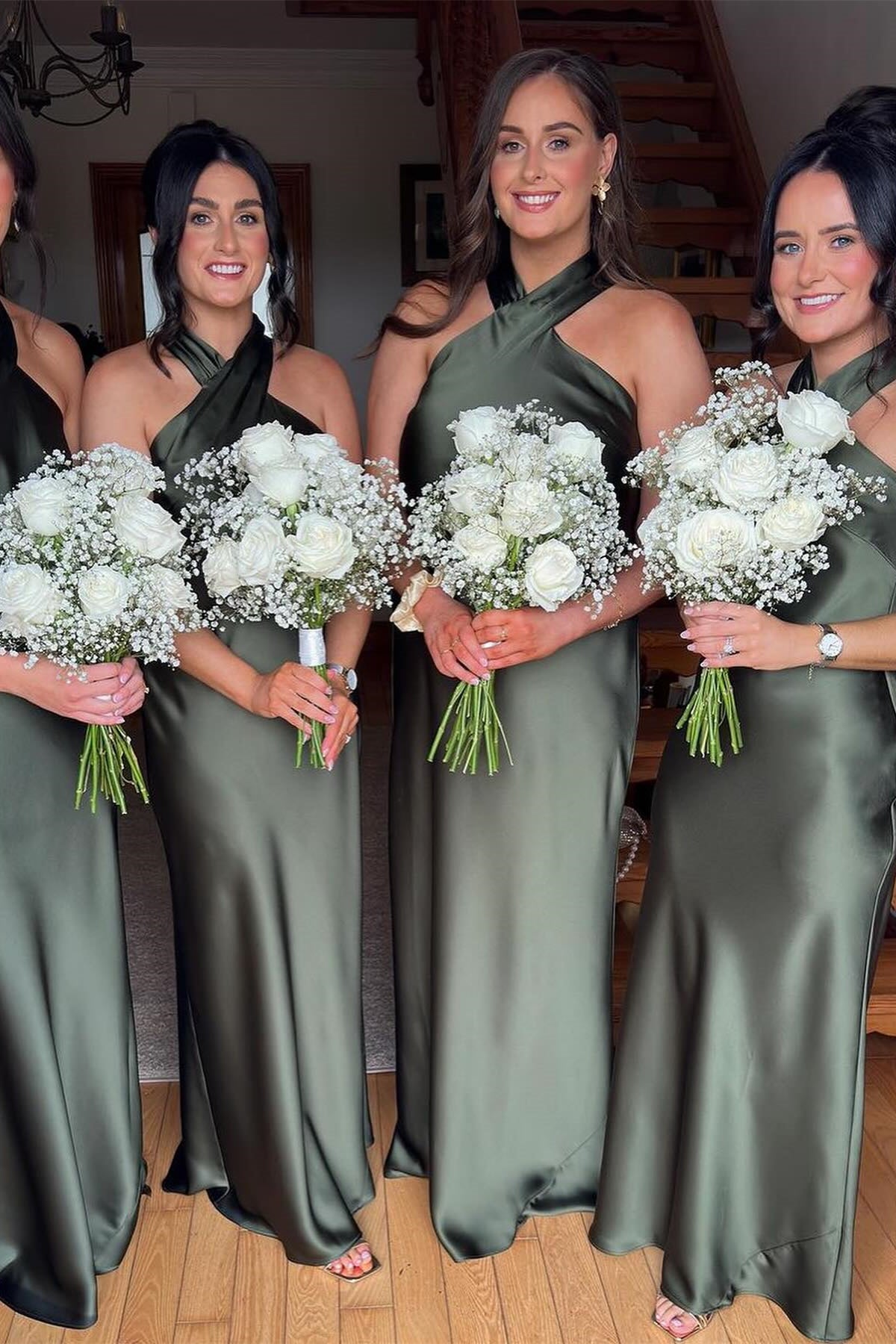 Halter Moss Green Sheath Long Bridesmaid Dress – Dressesforparty Halter Moss Green Sheath Long Bridesmaid Dress – Dressesforparty