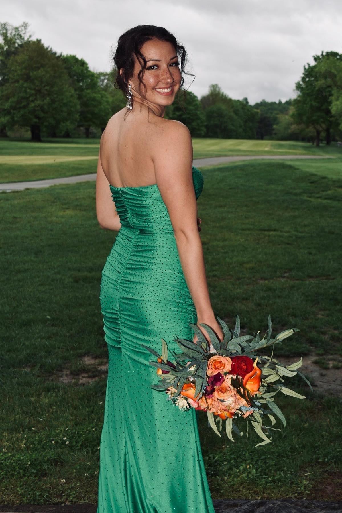 slim fit dress slacks Strapless Green Beaded Ruched Long Prom Dress – Dressesforparty