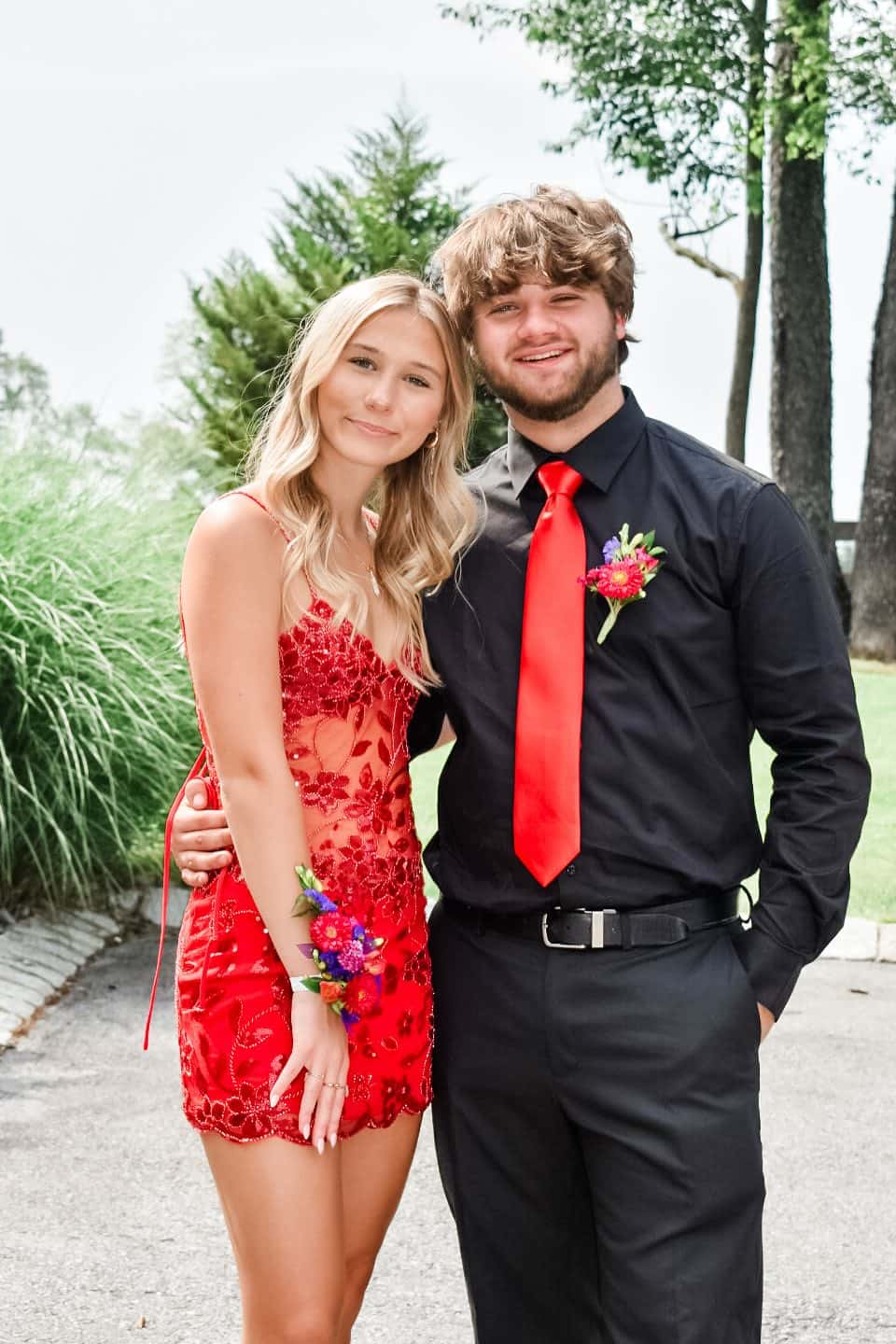 Red Beaded Sheer Fitted Short Dress