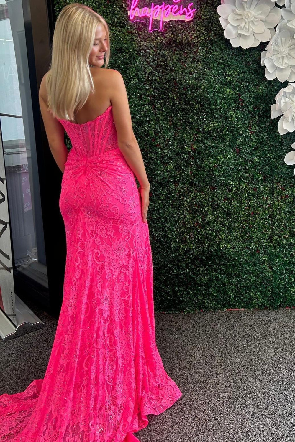Hot Pink Mermaid Retract Your Waist Formal Graduation Evening Dresses