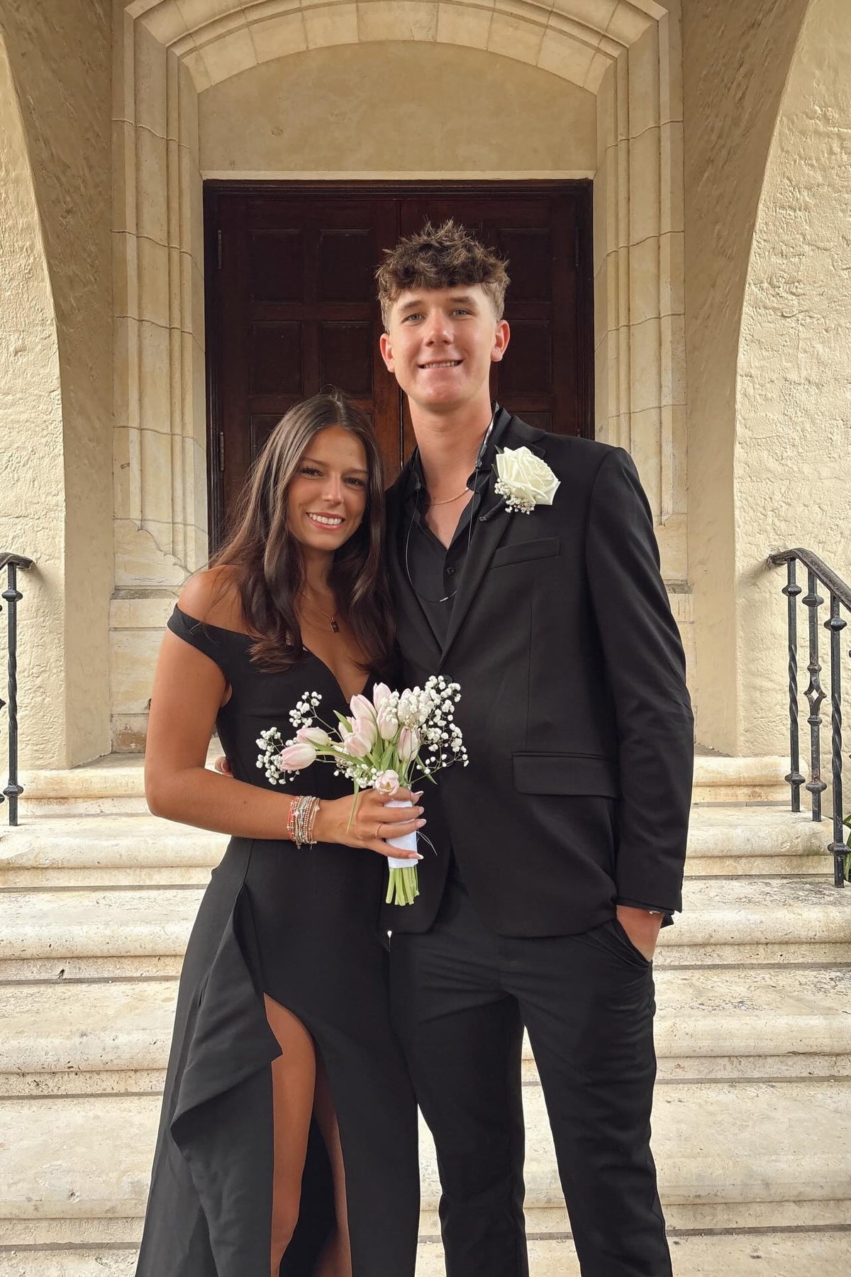 off the shoulder tuxedo dress Off-Shoulder Split Maxi Dress