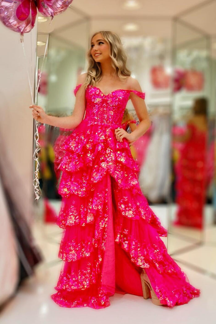 A-line Chiffon Dress With Jacket Fuchsia main image 1