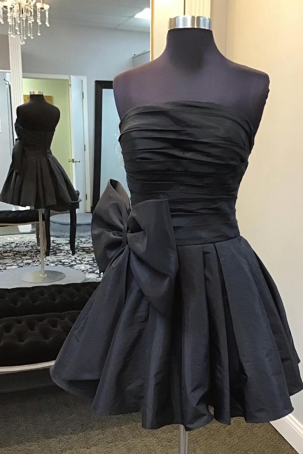 Strapless Black A-line Short Homecoming Dress with Bow Dressesforparty Strapless Black A-line Short Homecoming Dress with Bow Dressesforparty