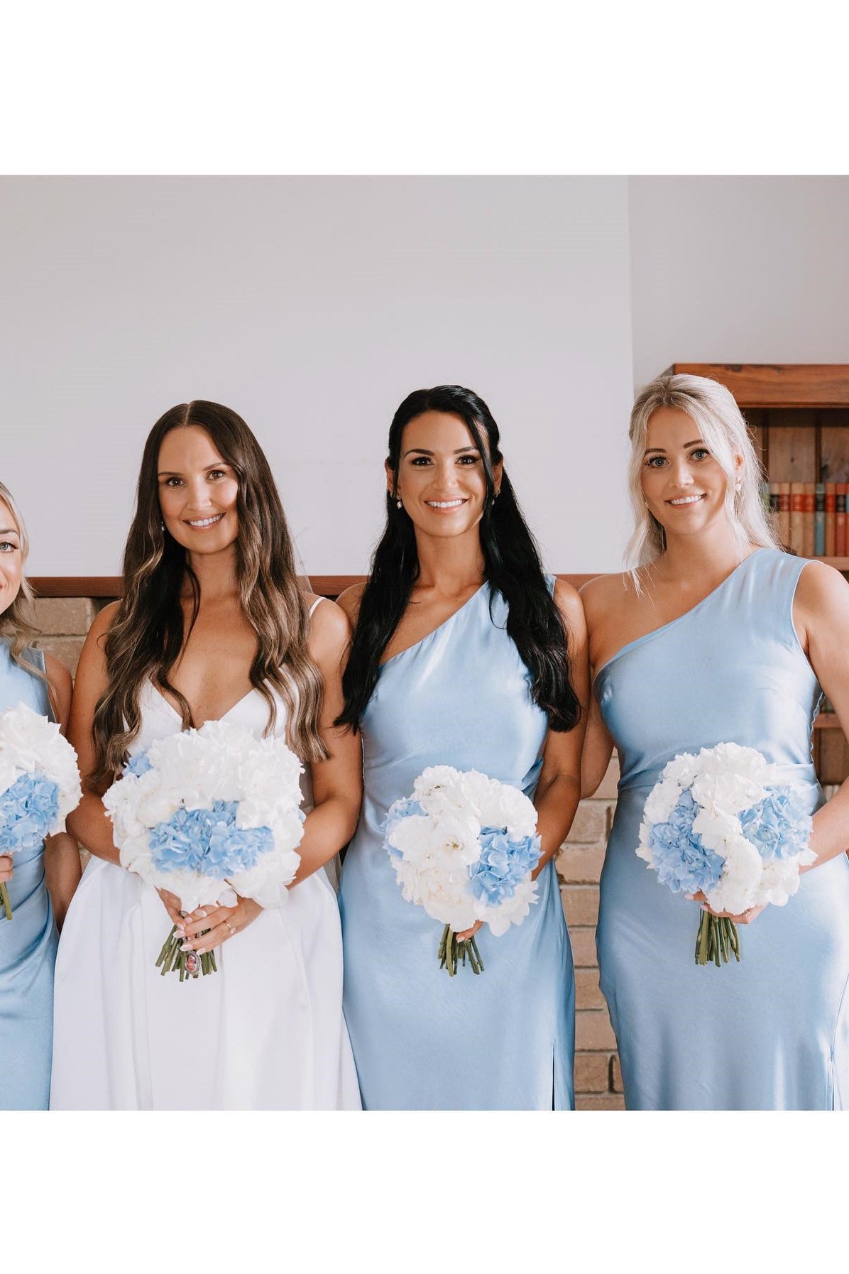 One Shoulder Light Blue Sheath Long Bridesmaid Dress – Dressesforparty
