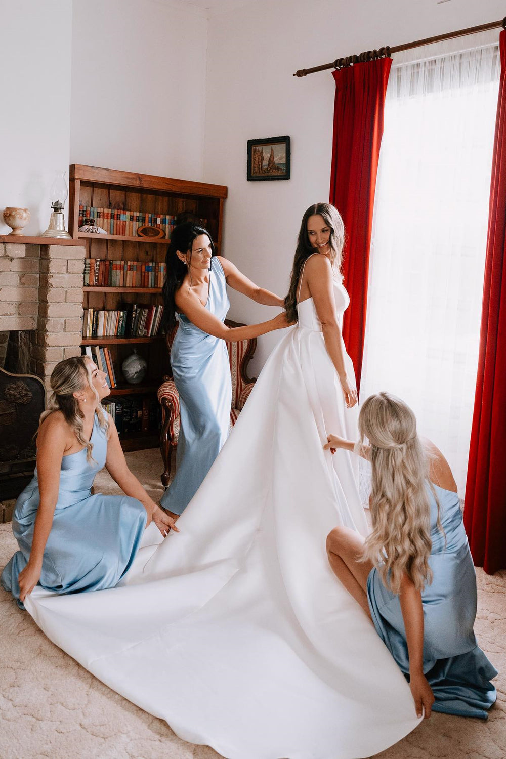 One Shoulder Long Chiffon Bridesmaid Gown Ink Blue