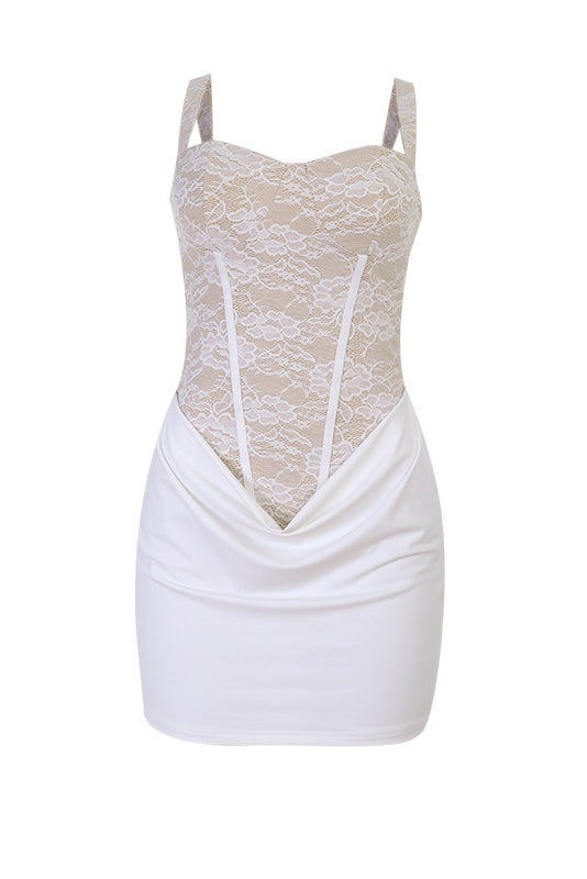 Lace Patchwork Printed Bodycon Mini Dress
