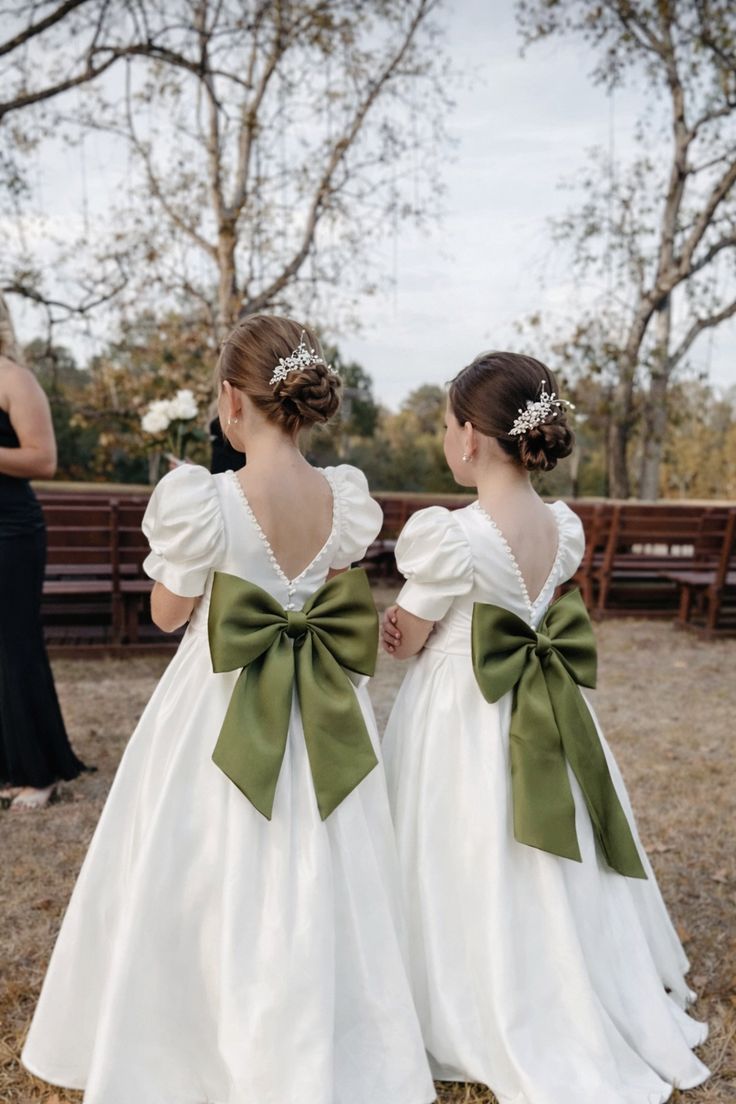 White Satin Pearl Flower Girl Dress