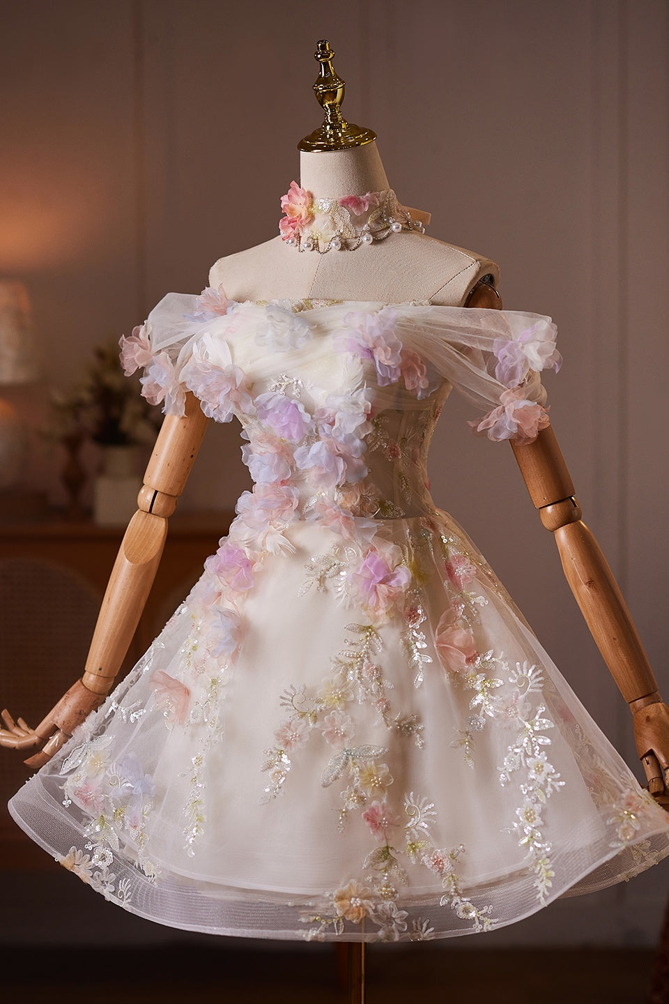 White Off-Shoulder Floral Mini Dress