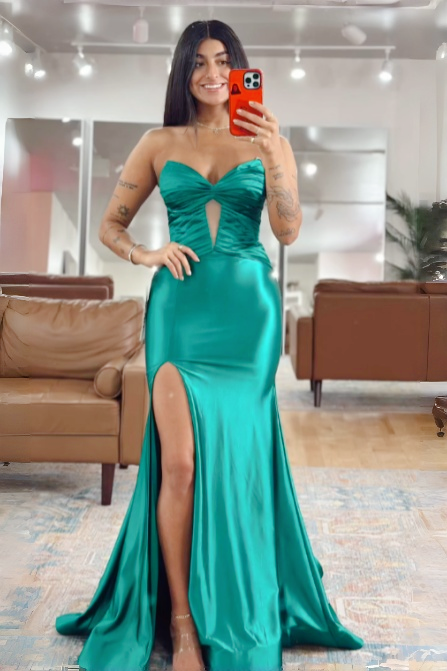 Turquoise Sweetheart Cut-out Mermaid Dress