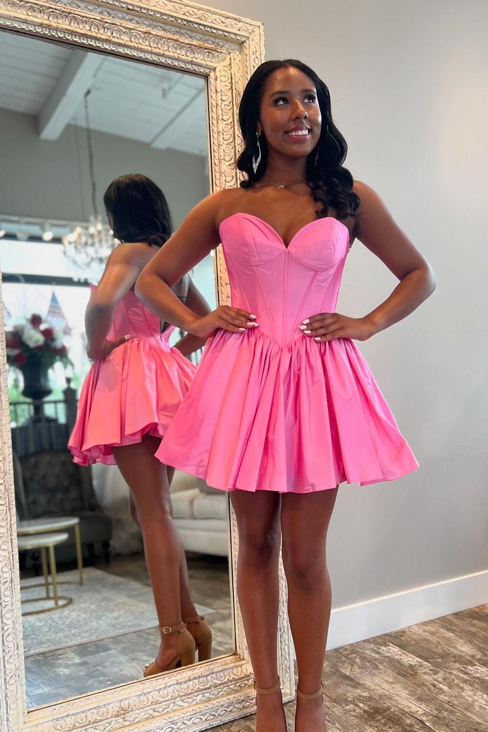 a line princess dresses Sweetheart Pink A-line Short Dress – Dressesforparty Size 30 Size:24month Carter brand Backless Dress Hack: No winter cocktail dress