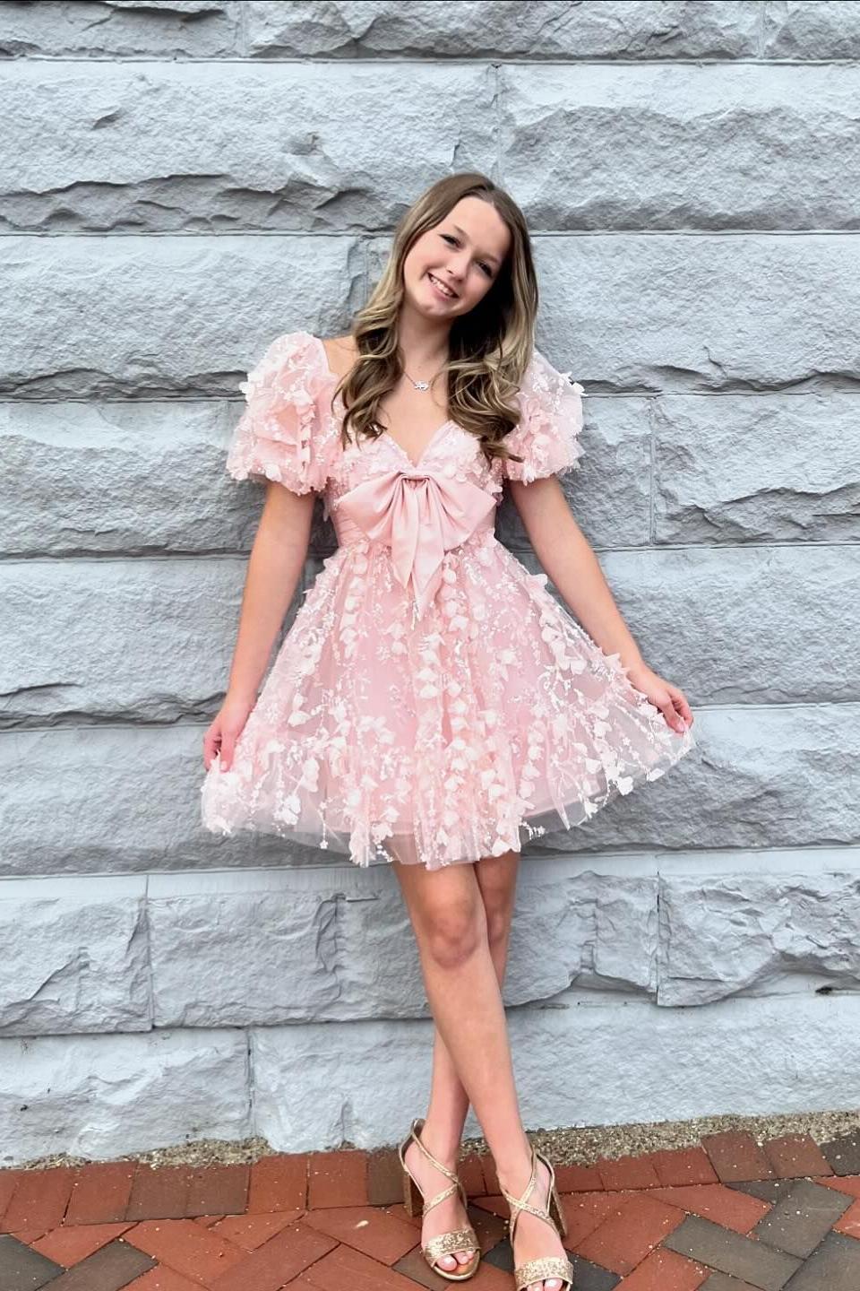 pink and blue babydoll dress JACK IT UP Women's Floral Printed Short Sleeve Babydoll Dress