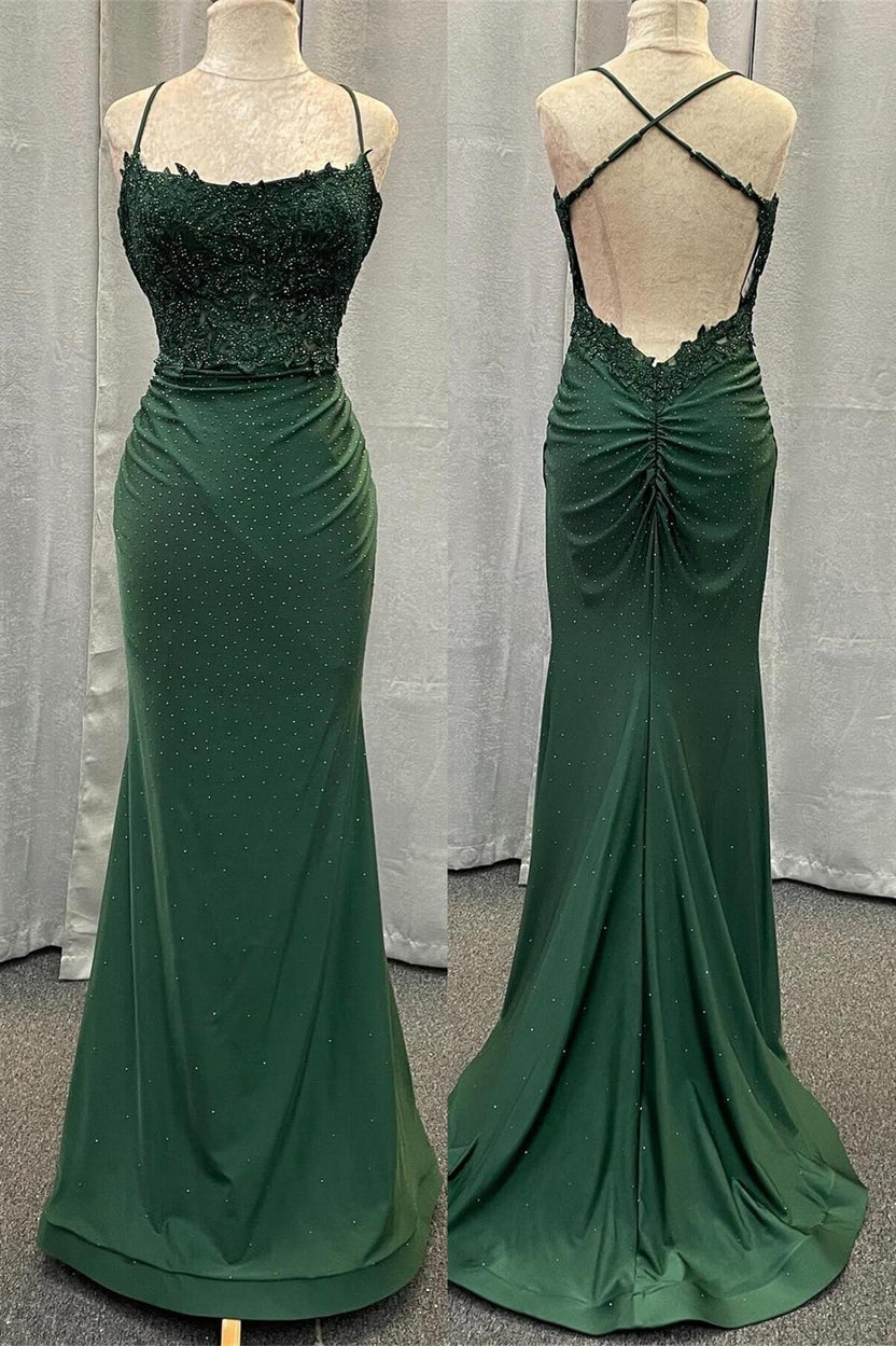 Dark Green Formal Dress Trumpet/Mermaid Lace Appliques Beading Ruched Formal Dress main image 0