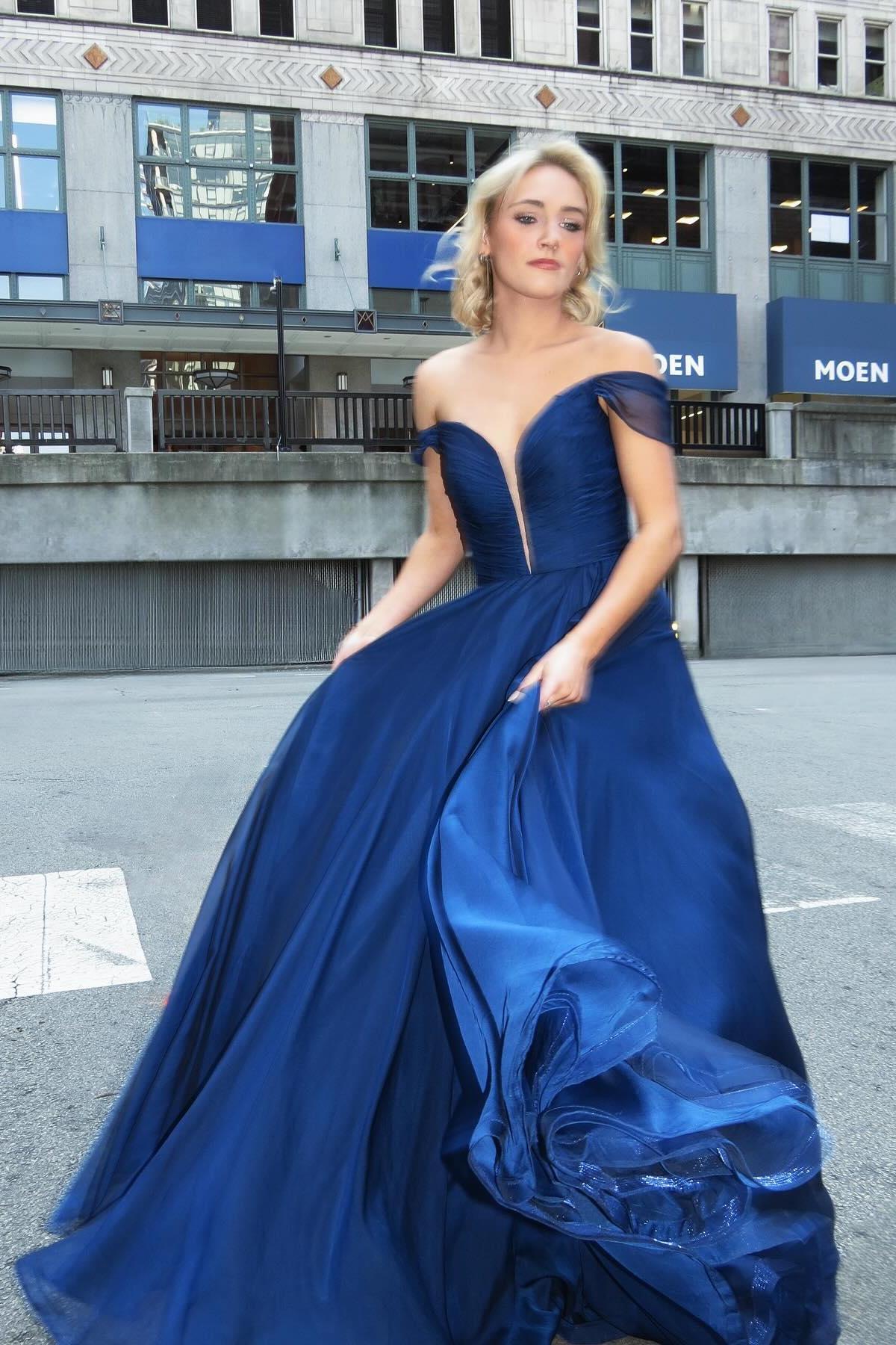 navy chiffon formal dress Mother Of The Bride Dress Dark Navy Cap Sleeve Empire Waist Long Mothe main image 1