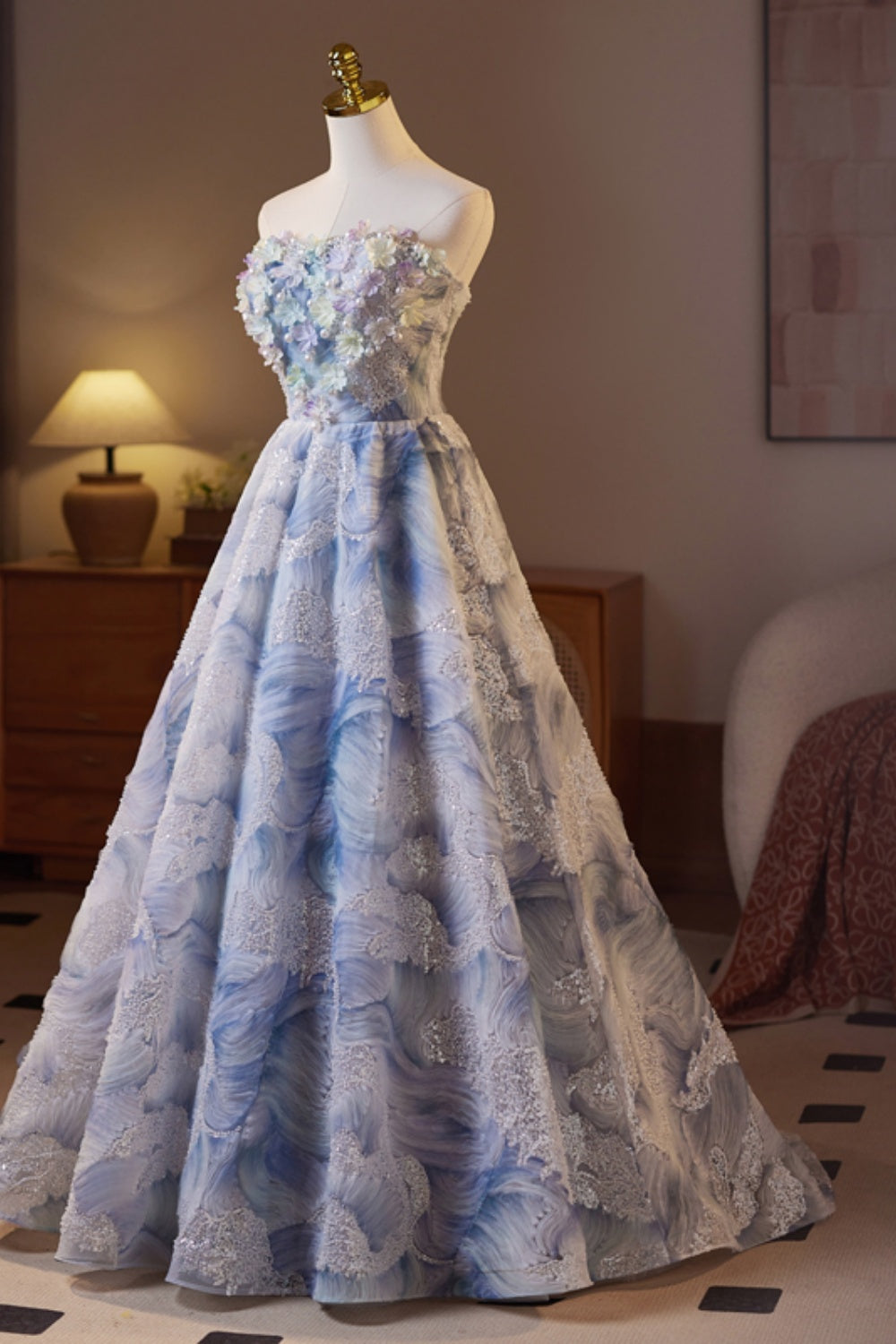 Strapless Lace Floral Applique Baeding A-line Homecoming Dress Dressesforparty Strapless Lace Floral Applique Baeding A-line Homecoming Dress Dressesforparty