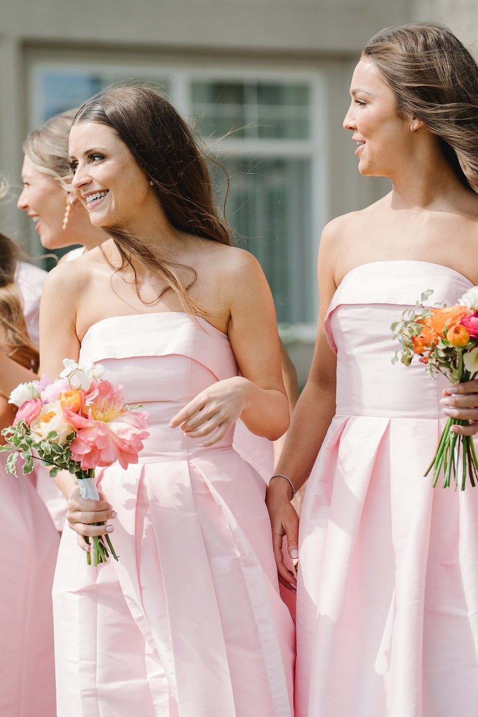 Pink Satin Strapless A-line Dress