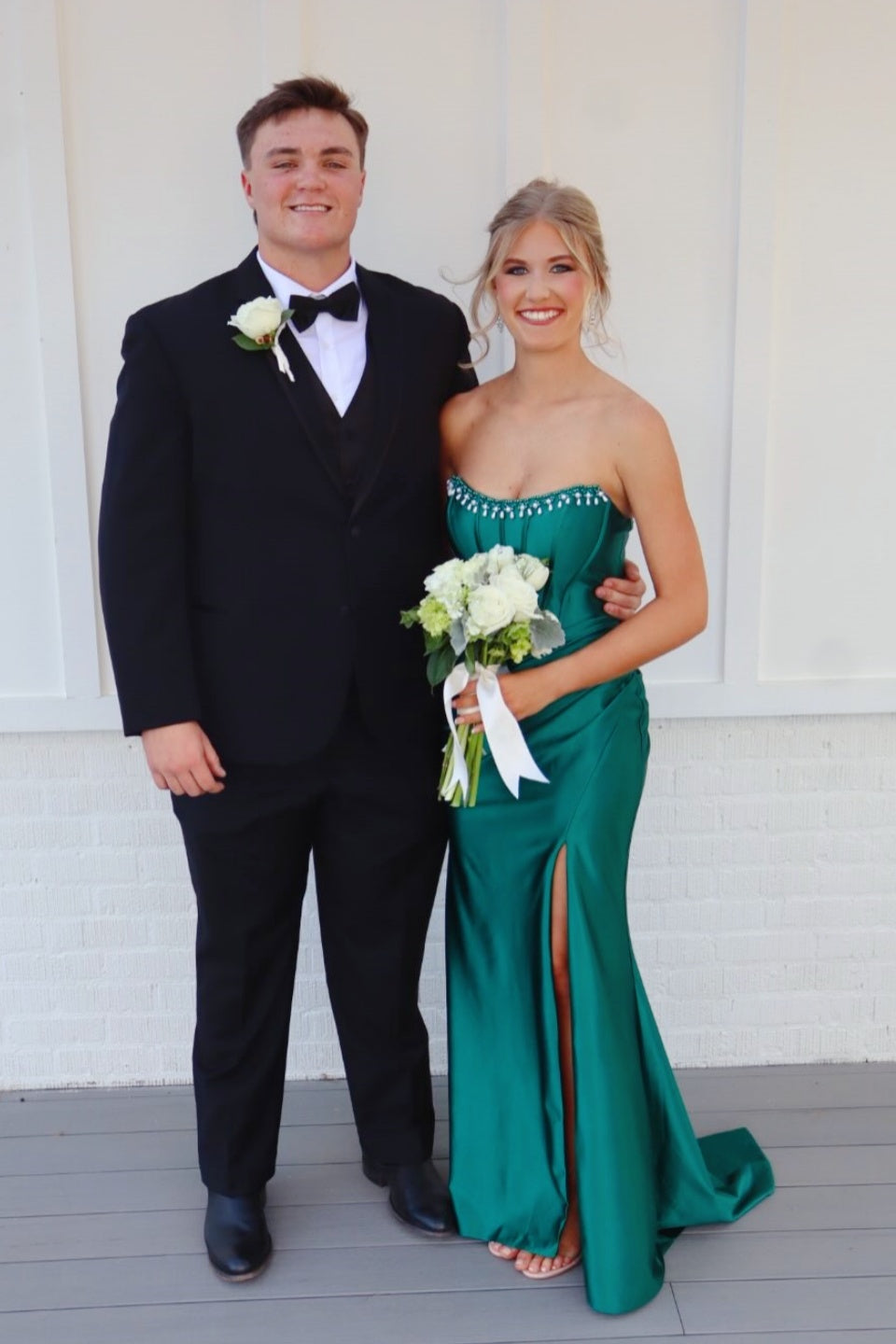 Dark Green Strapless Satin Corset Mermaid Gown