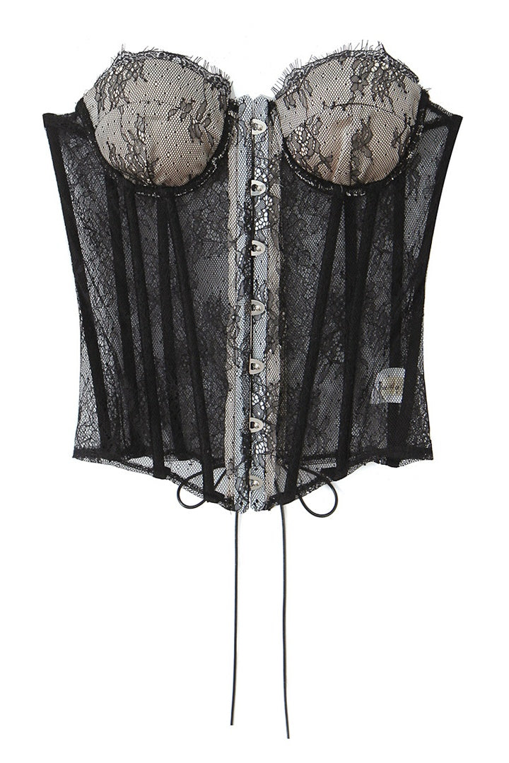 Black Lace Collar Sweetheart Bandeau Top