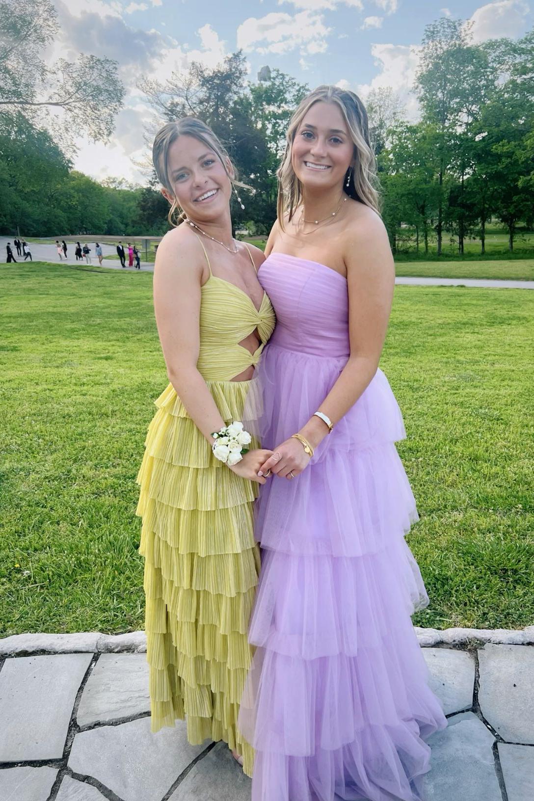 Spaghetti Straps Yellow Keyhole Tiered Ruffle Long Formal Dress Dressesforparty Spaghetti Straps Yellow Keyhole Tiered Ruffle Long Formal Dress Dressesforparty
