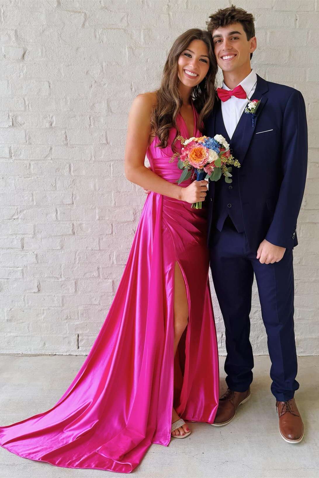 fuchsia formal dress wedding Fuchsia Strapless Taffeta A-line Long Formal Dress Fuchsia / 16