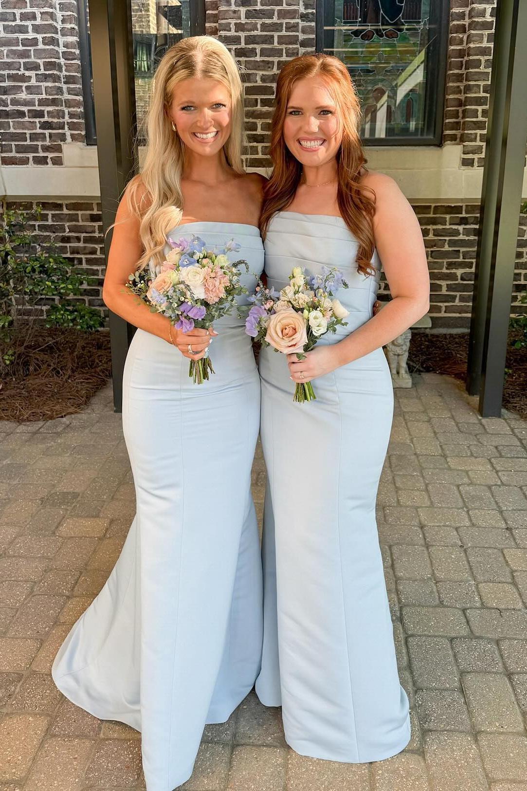 Strapless Light Blue Ruched Fitted Long Party Dress Dressesforparty Strapless Light Blue Ruched Fitted Long Party Dress Dressesforparty