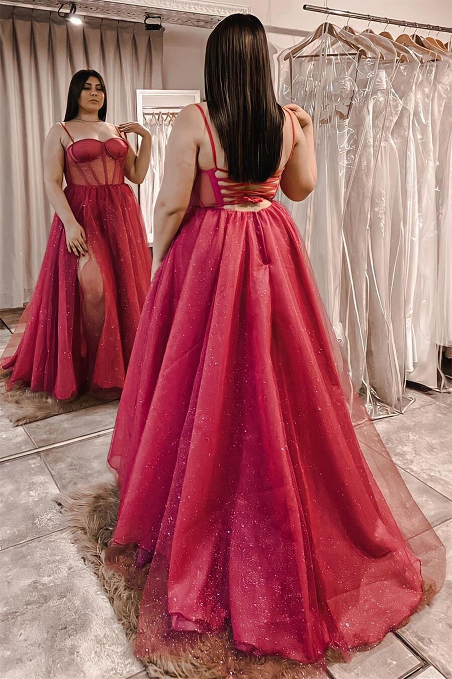 Red Sheer Corset A-line Long Formal Dress Dressesforparty Red Sheer Corset A-line Long Formal Dress Dressesforparty