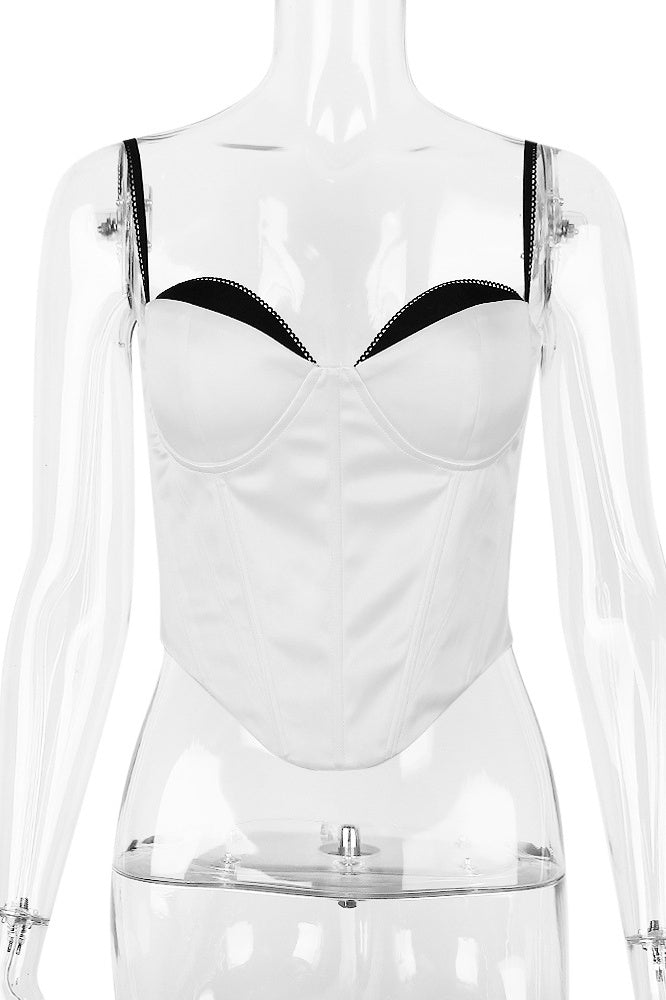 White Color Lace Edge Bandeau Top
