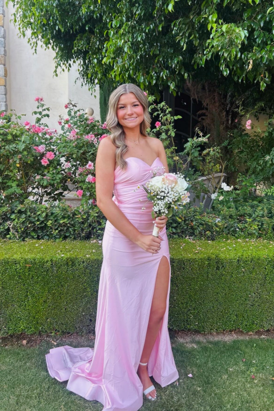 Pink Satin Fitted Sweetheart Dress Dressesforparty Pink Satin Fitted Sweetheart Dress Dressesforparty