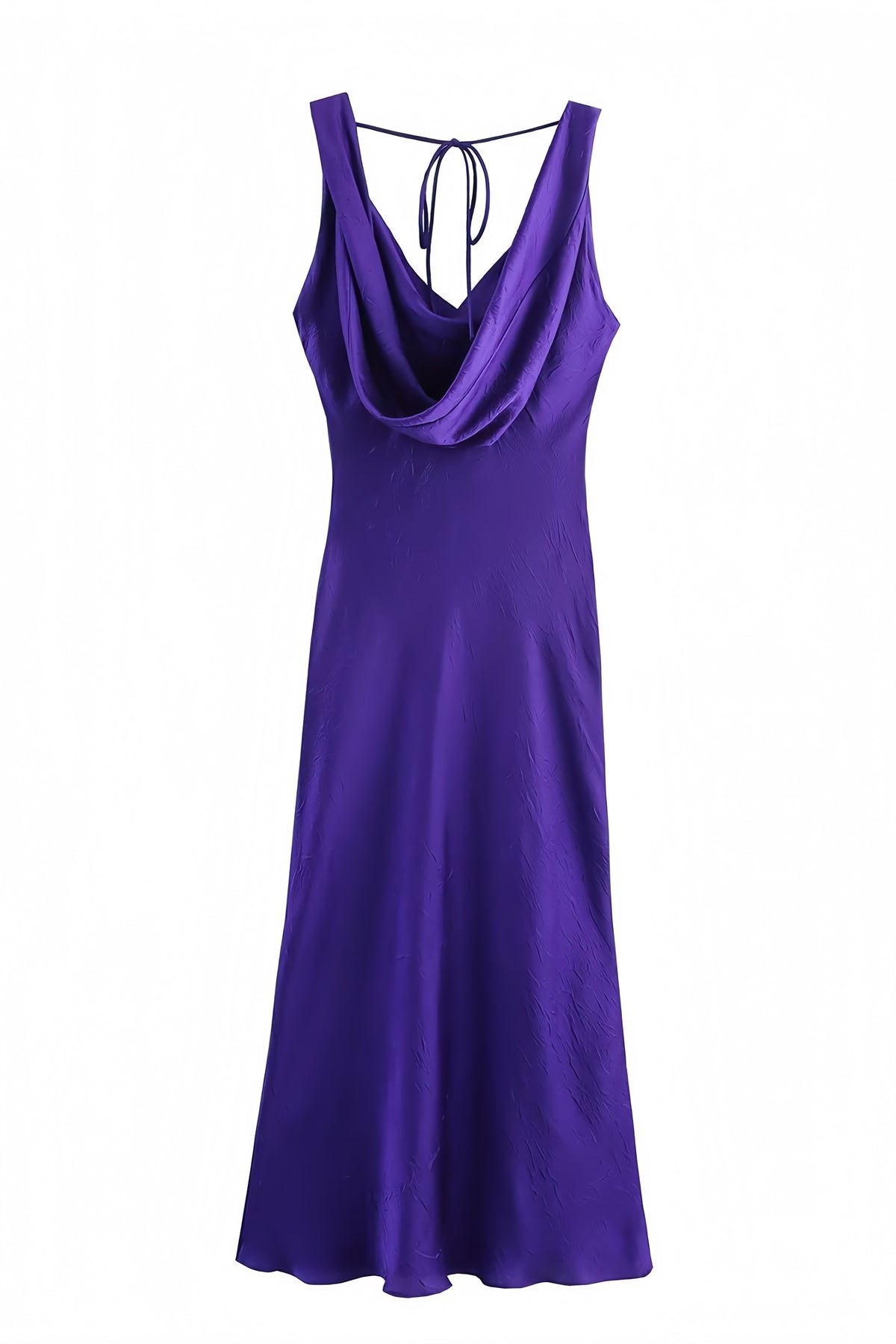 Purple Draped Neckline Long Dress