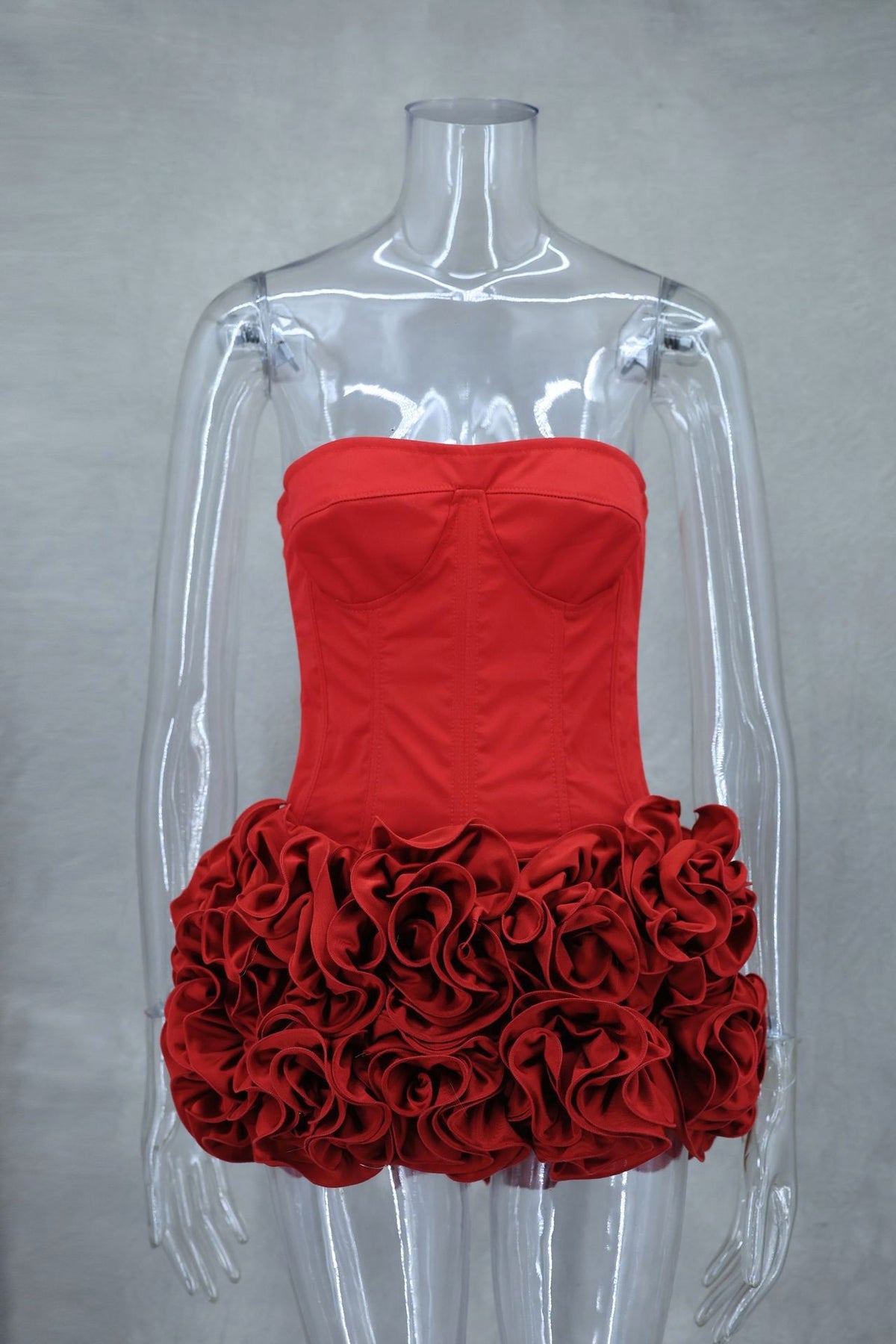 Tiered Ruffled 3D Floral Bodycon Mini Dress