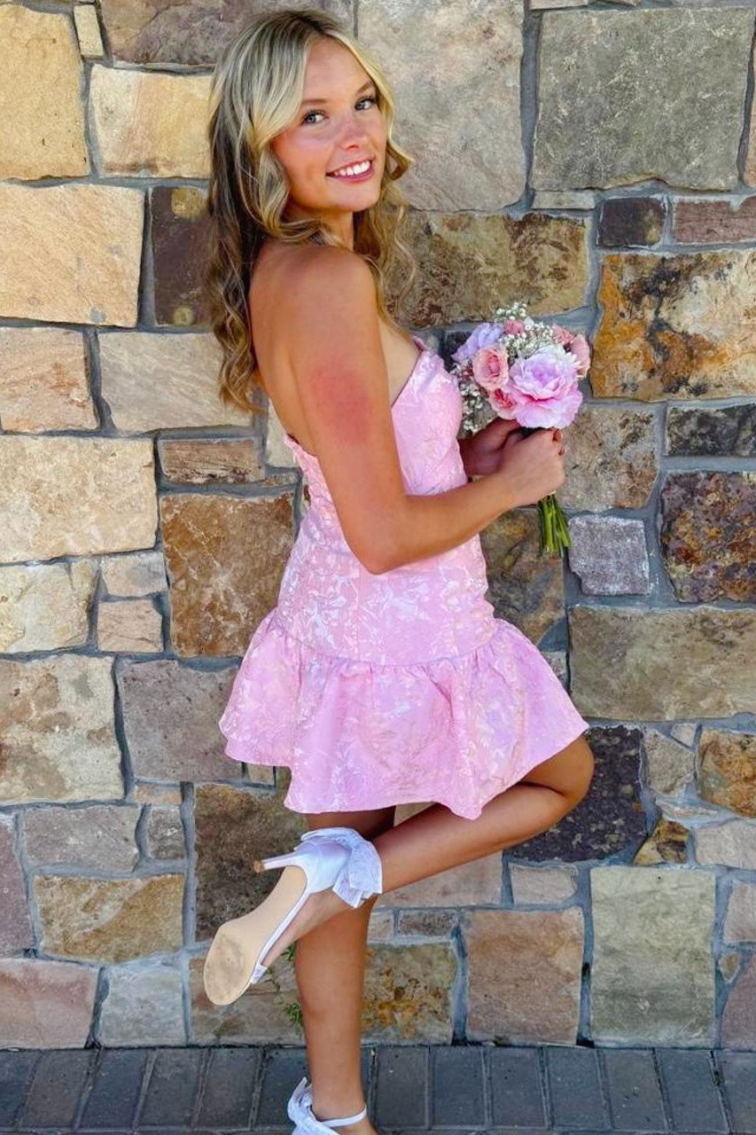 a line mini dress pink Strappy Under Bust Seam Detail A Line Mini Dress In Pink | EGO US