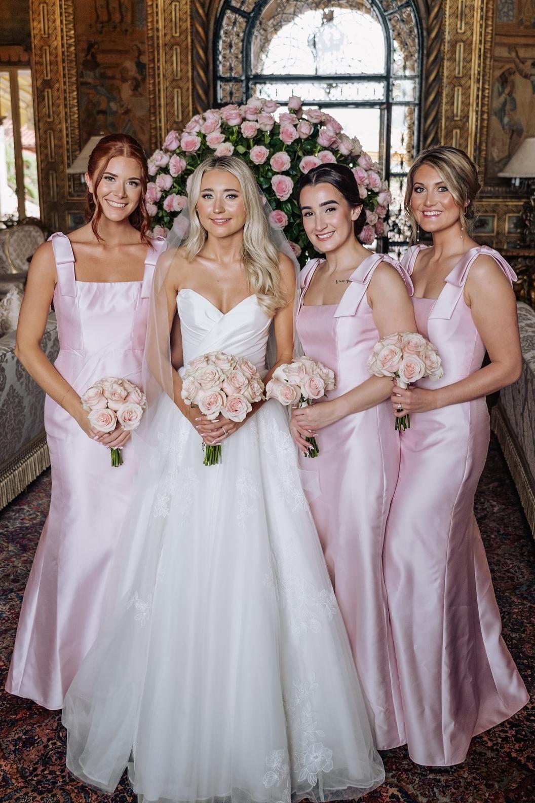 Bow Straps Light Blue Satin Long Bridesmaid Dress – Dressesforparty