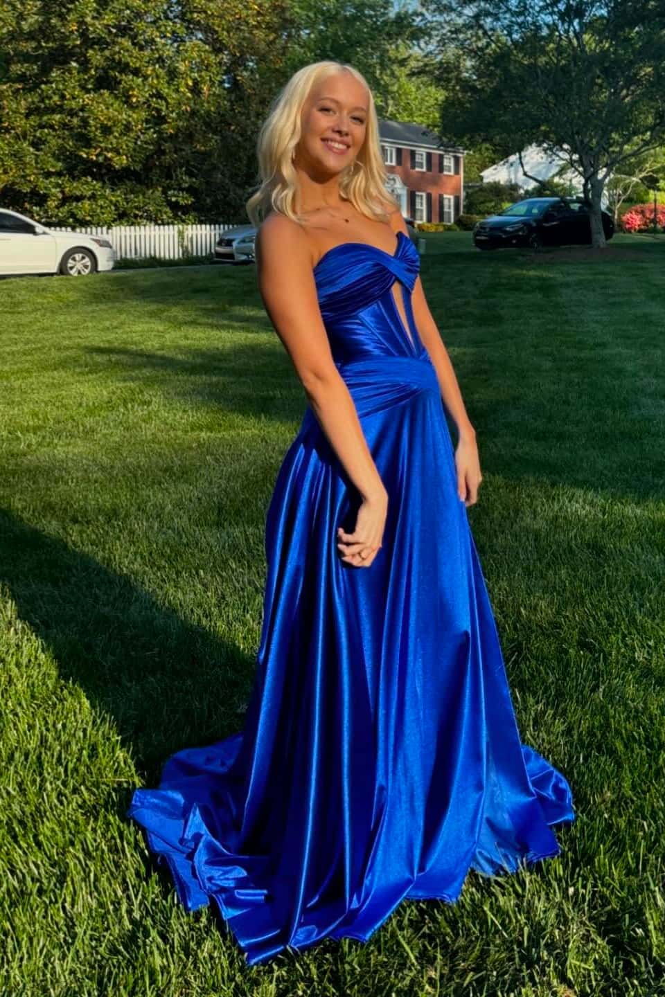 blue keyhole dress Sweetheart Royal A-lin Long Prom – Dressesforparty Color:Neon Green Satin Fabric Color Blue Gabby Gown by YGroup_tina-cotton-poplin-shirtdress