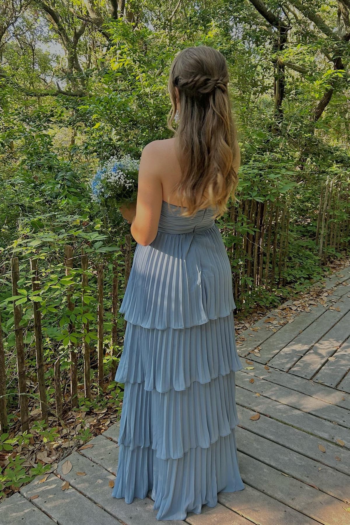 Strapless Pink Chiffon Pleated Tiered Maxi Dress Dressesforparty Strapless Pink Chiffon Pleated Tiered Maxi Dress Dressesforparty