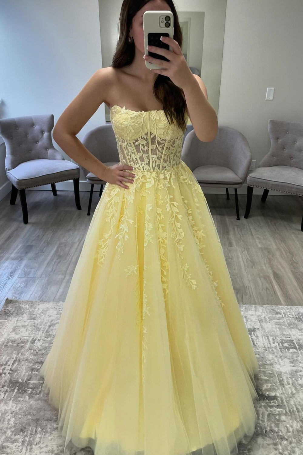 Pretty Light Blue Chiffon Applique Evening Dress,Straps Party Prom Gown cc2573