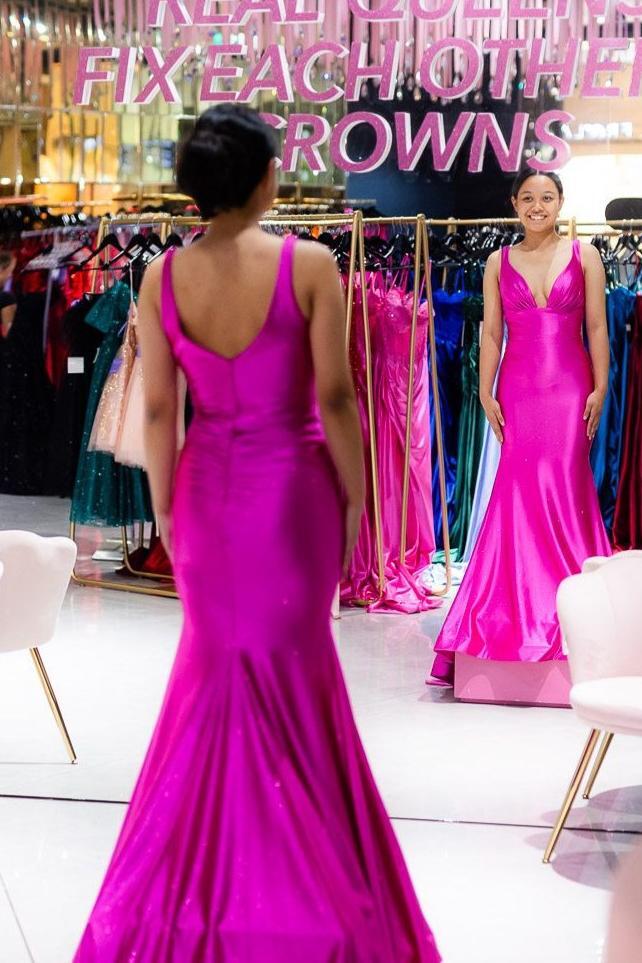 Hot Pink Strapless Mermaid Formal Party Dress Evening Gown,DP1681 main image 0