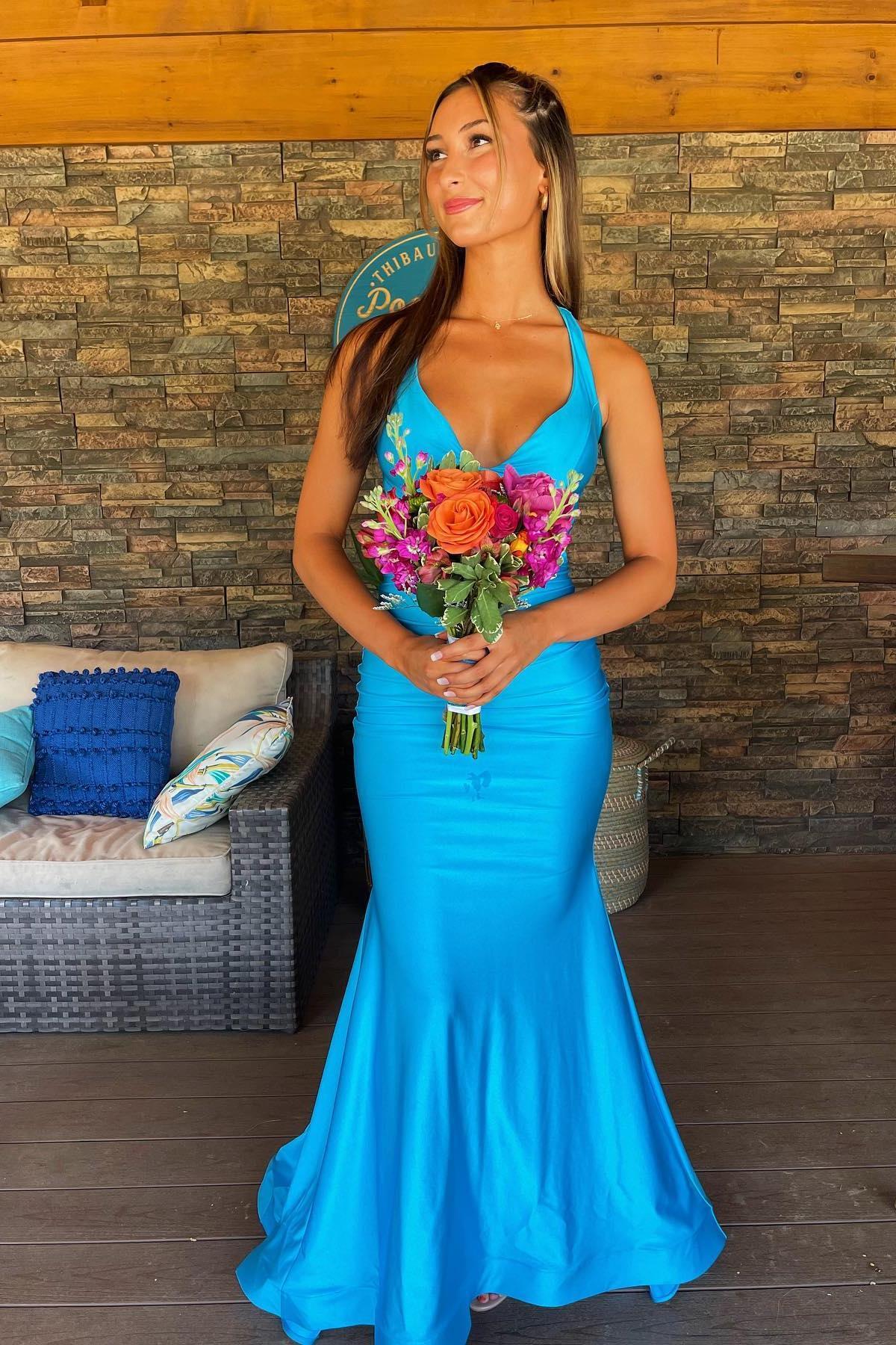 Blue V-Neck Mermaid Long Formal Dress Dressesforparty Blue V-Neck Mermaid Long Formal Dress Dressesforparty